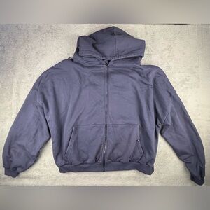 Popflex Exceptional Hoodie Size 1X 2X Sweatshirt Navy Oversized Full Zip Fleece